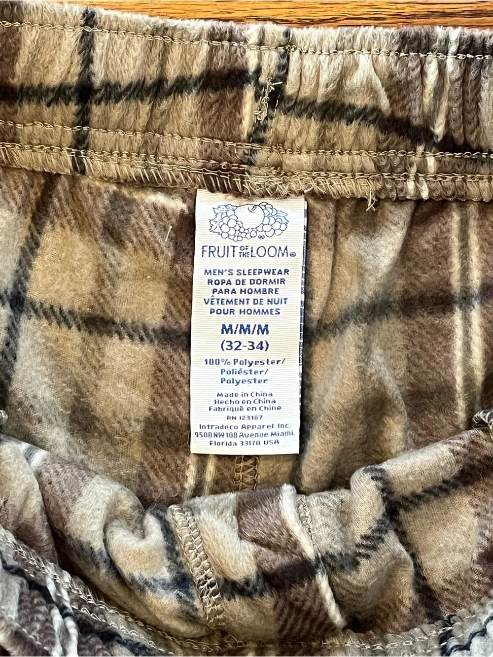 Nwt Fruit of the Loom Men's Plaid Lounge Pants - Brown & Cream